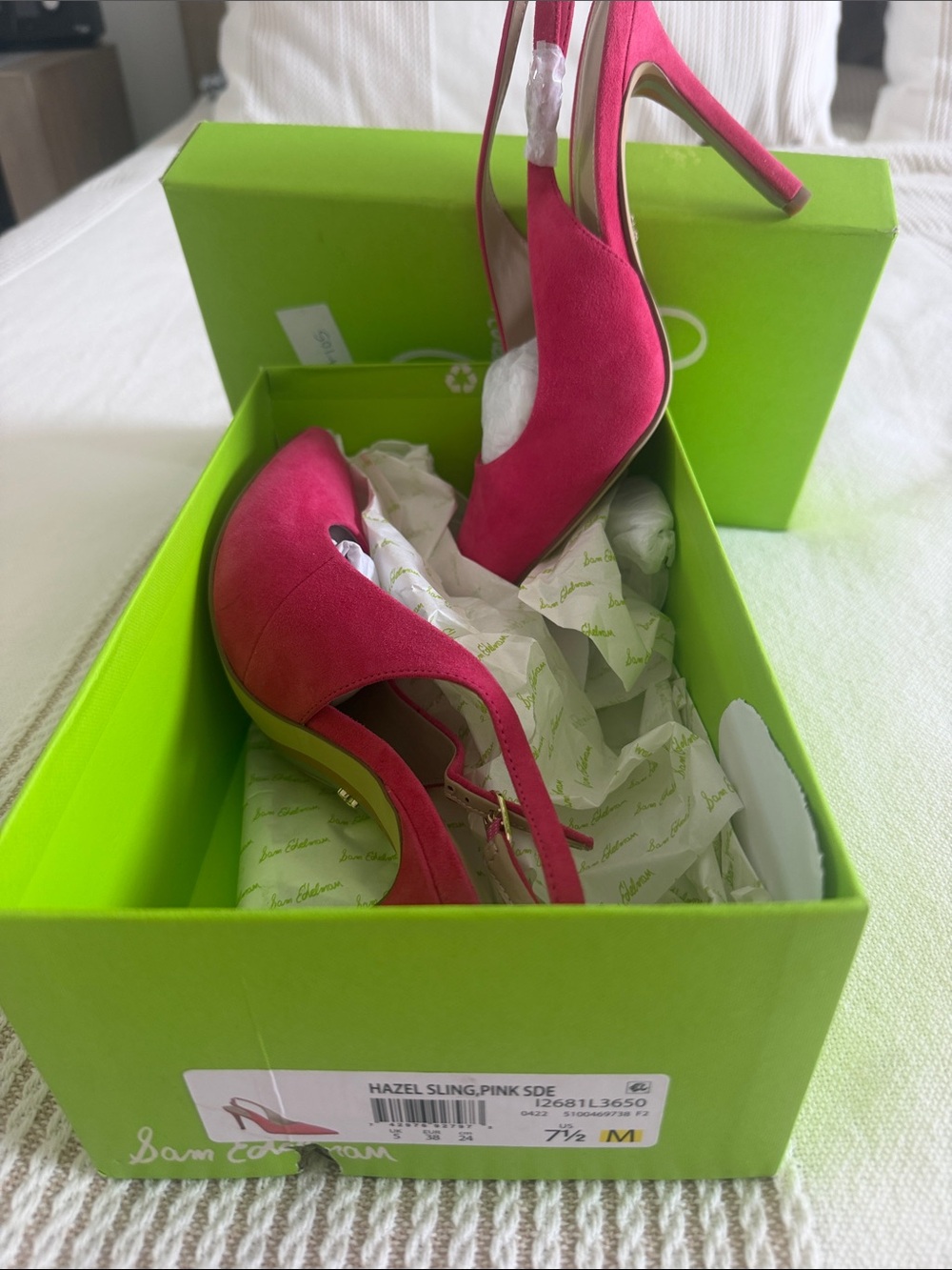 Sam Edelman Pink Suede Slingback Heels